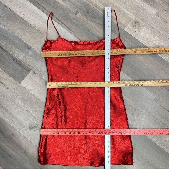 Zara Sequin Cowl Back Cocktail Mini Slip Dress Red Small - Picture 13 of 13